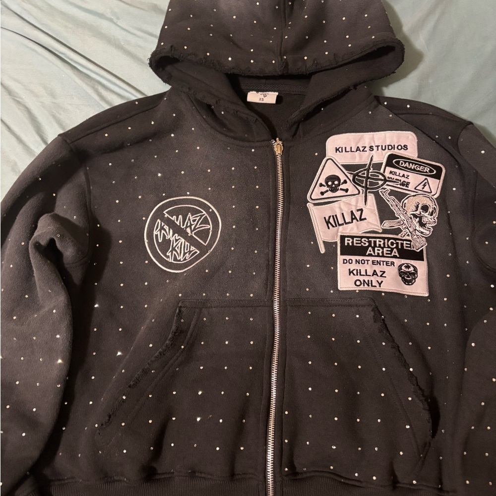 Black Kids Jacket with Patches